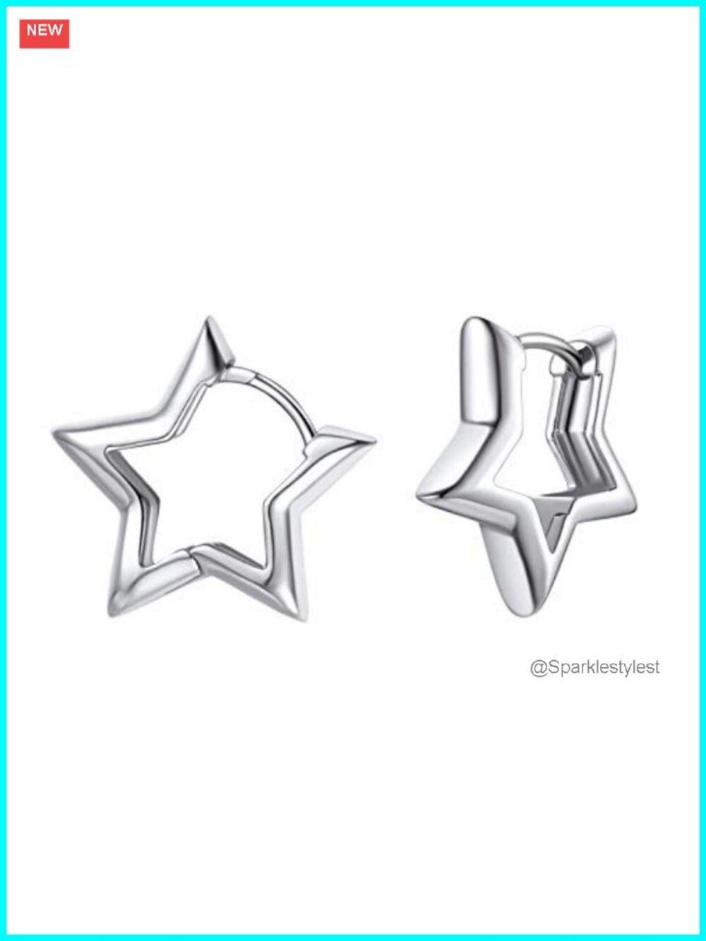 Small Star Huggie Earrings Platinum Plated Hypoallergenic Hoop Jewelry Gift